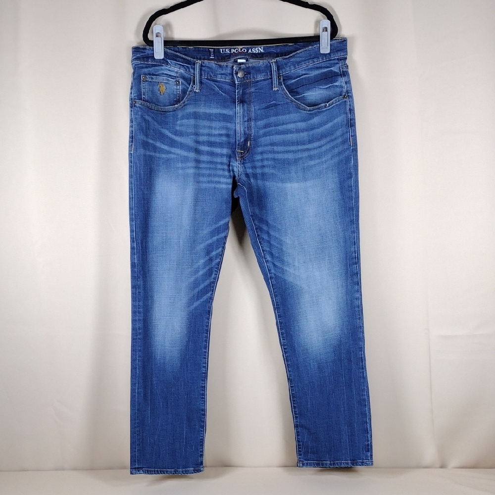 U.S. Polo Assn. Relaxed Fit Slim Straight Casual Stretchy Men's Blue Wash Jeans
